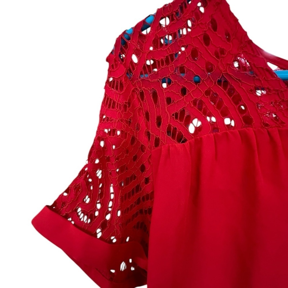 Apt. 9 Red Lace Blouse with Zipper - Picture 4 of 6